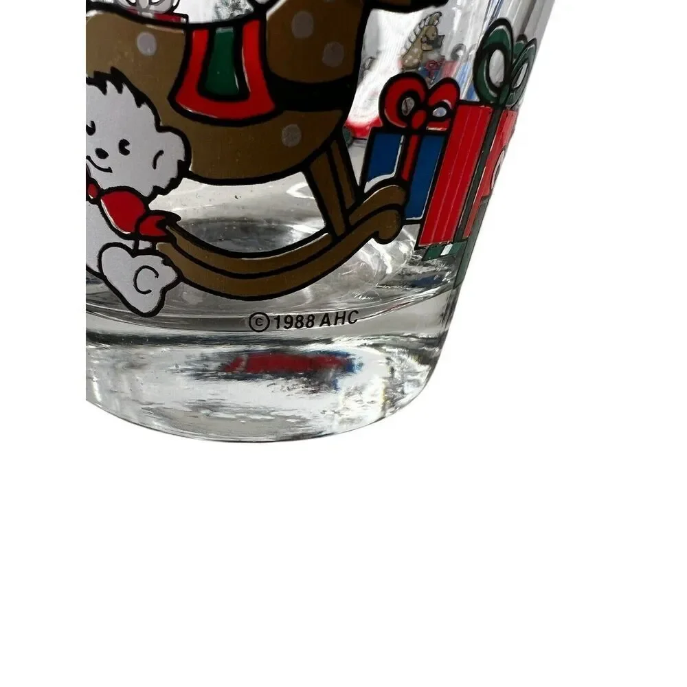 1988 Anchor Hocking Christmas Toys Rocks Highball Glasses Lot Of 5